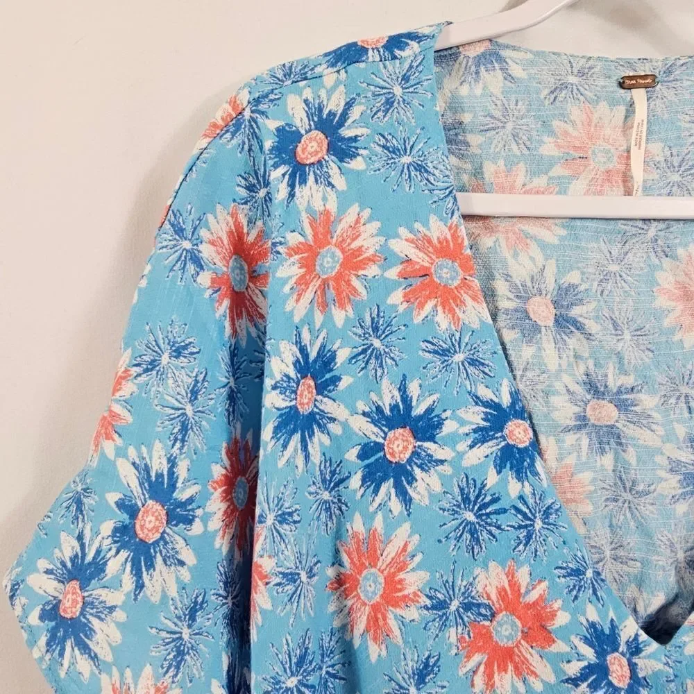 Free People Dark Star Cutout Dress in Blue Floral - Size S
